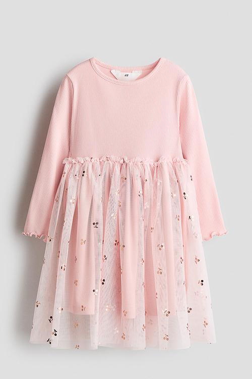 Tulle dress - light pink/cherries