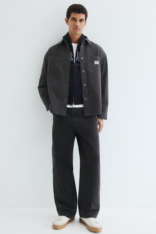 Oversized fit canvas overshirt - dark grey