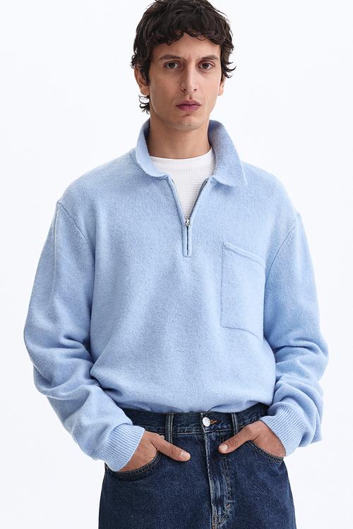 Regular fit zip-top jumper - light blue