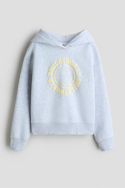 Motif-detail hoodie - light grey marl/smileyworld?