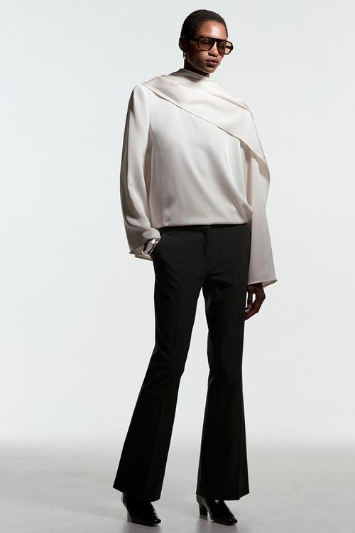 Flared tailored trousers - charcoal grey