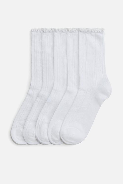 5-Pack pointelle-knit socks - white