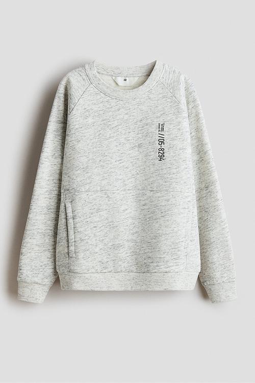 Brushed-inside sweatshirt - light grey marl