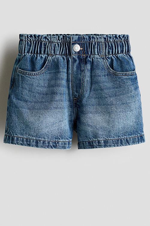 Paper bag denim shorts - denim blue