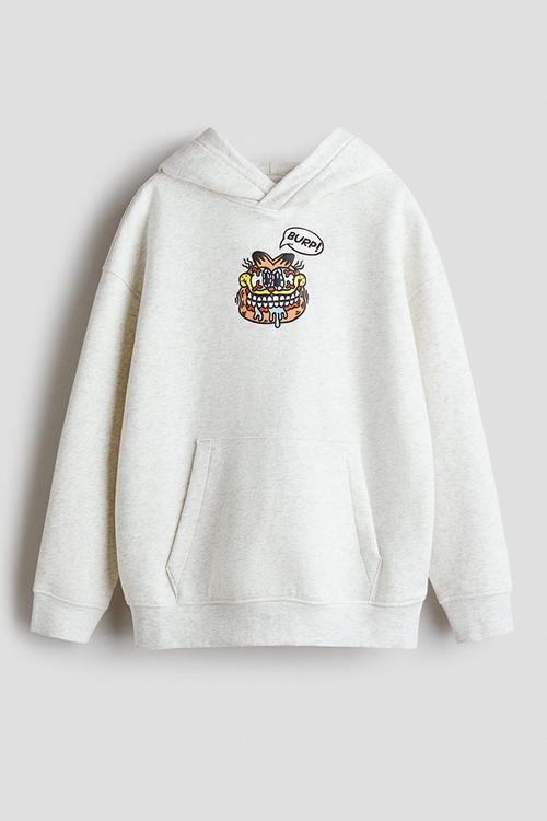Printed hoodie - light grey marl/garfield