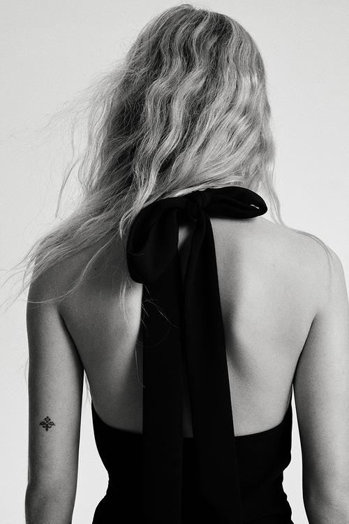 Draped halterneck dress - black