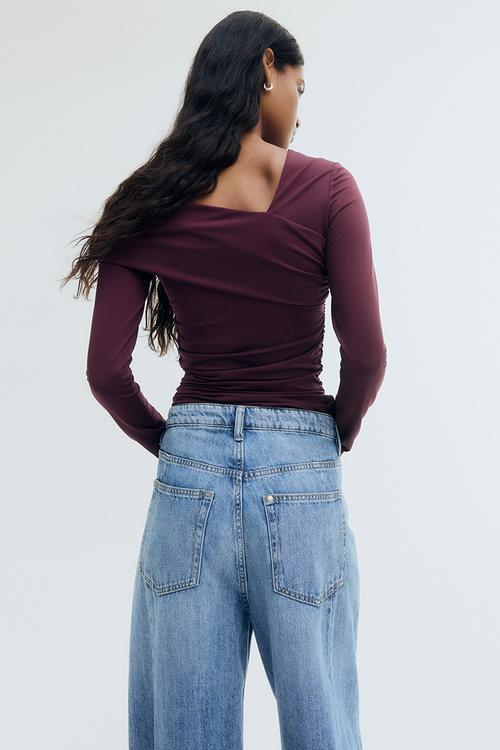 Draped one-shoulder top - plum red
