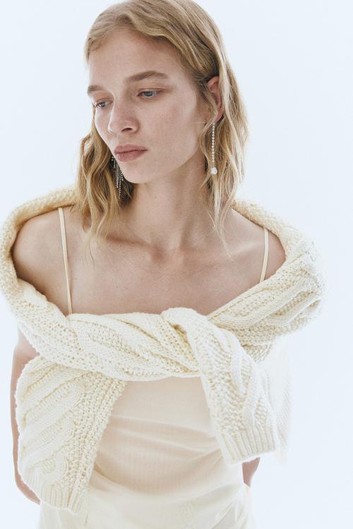 Lace-trimmed strappy top - cream