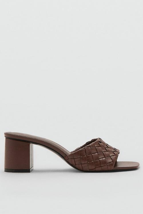 Braid open toe mule - dark brown