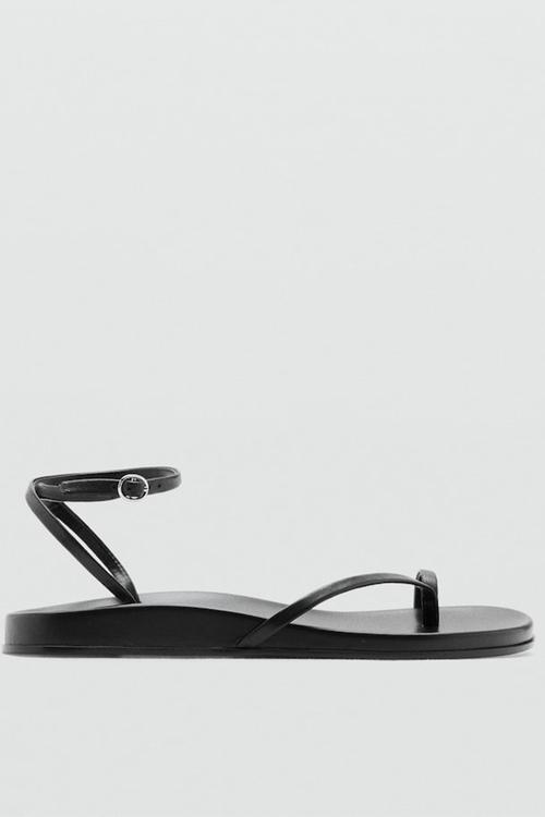 Ellen toe post ankle strap - black