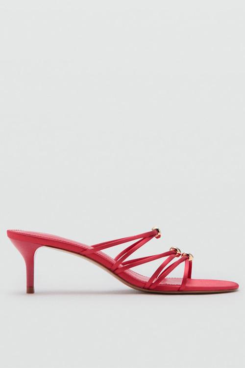 Tri open toe mule - red