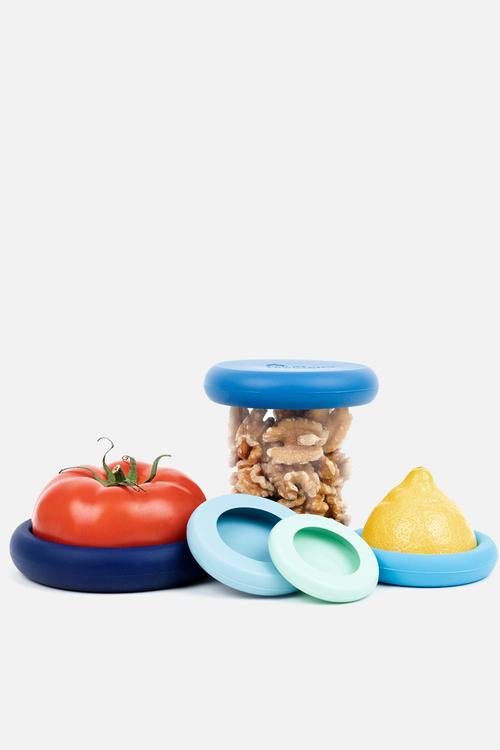 Food Huggers Silicone Airtight Food Covers Set of 5 - Ice Blue