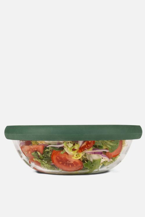 Food Huggers Extra Large Adjustable Silicone and Glass Lid 20.9 - 23.5cm - Gradual Green