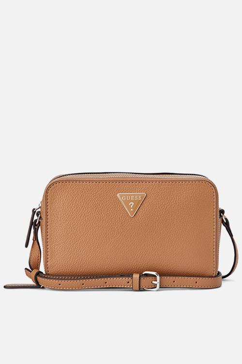 Lisa Mini Double Zip Crossbody Bag- Saddle Tan