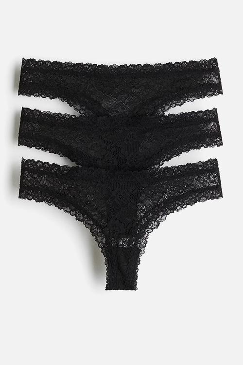 3-Pack lace brazilian briefs - black