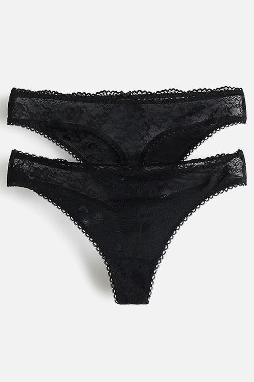 2-Pack lace thong briefs - black
