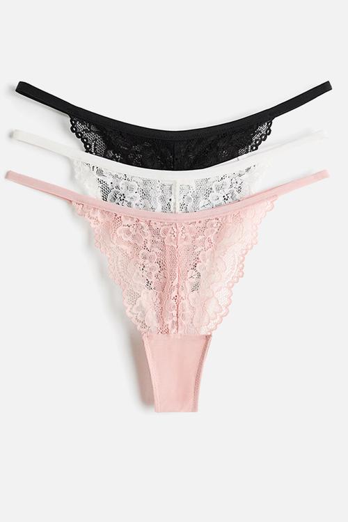 3-Pack lace tanga thong briefs - multi 