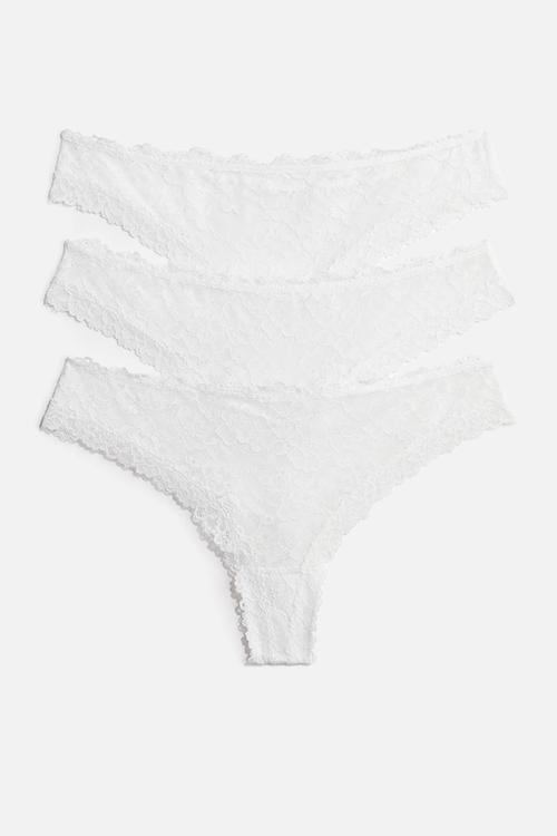 3-Pack lace brazilian briefs - white