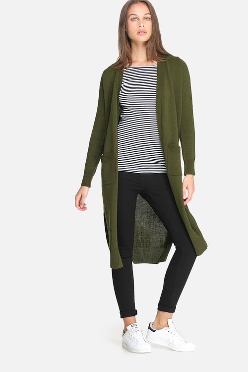 Kay maxi cardigan with rib trim