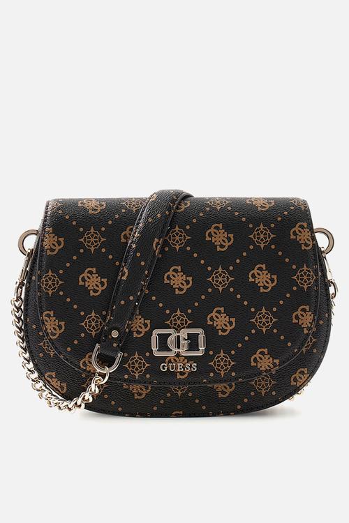 Emelie Logo Flap Shoulder Bag - Espresso Logo