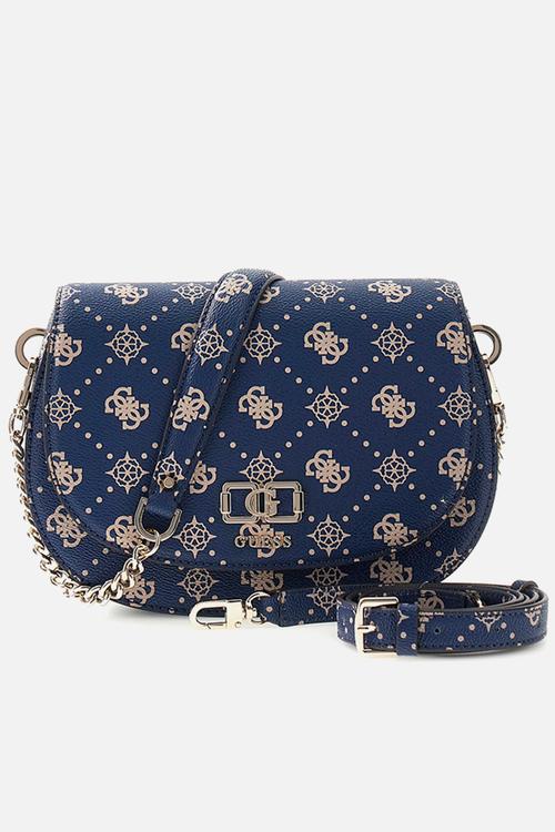 Emelie Logo Flap Shoulder Bag-Navy Logo
