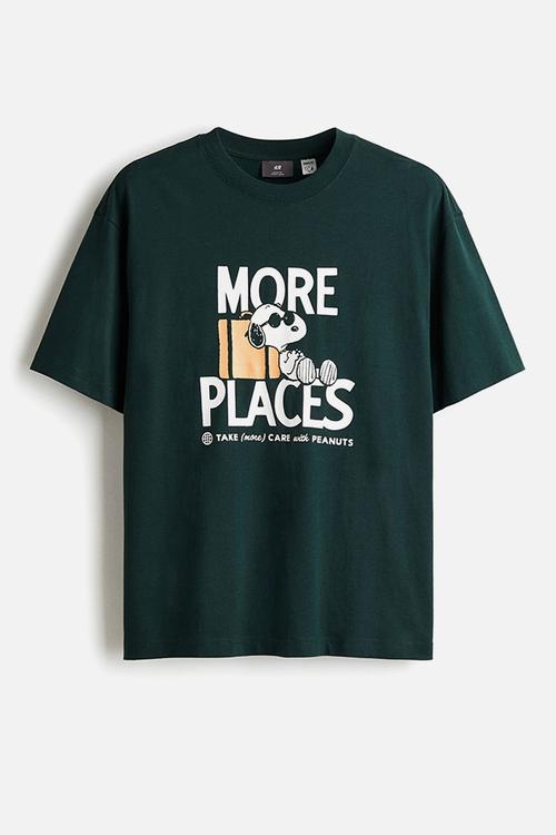 Loose fit t-shirt - dark green/snoopy