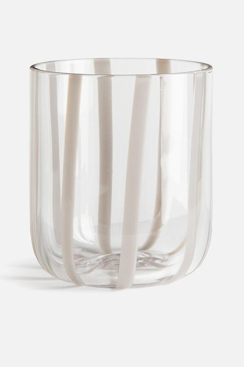 Patterned tumbler - taupe/striped