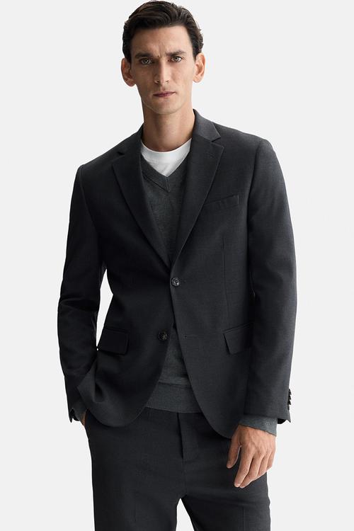 Regular fit single-breasted jacket - dark grey