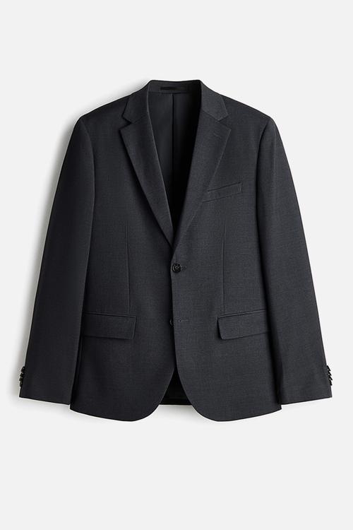 Regular fit single-breasted jacket - dark grey