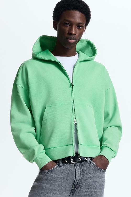 Oversized fit zip-through hoodie - light green
