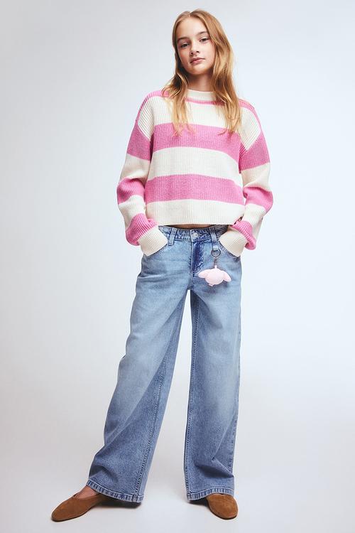 Cotton-blend jumper - pink/striped