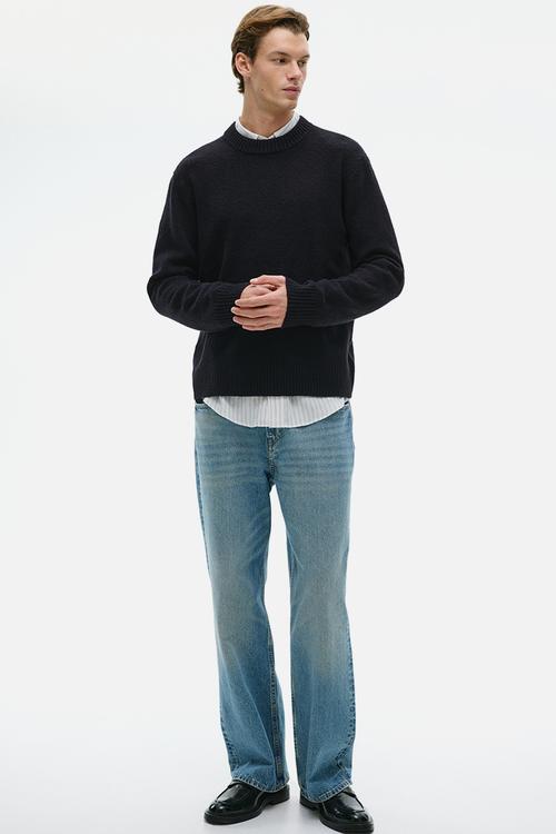 Regular fit brushed jumper - black