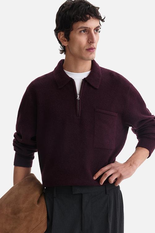 Regular fit zip-top jumper - burgundy