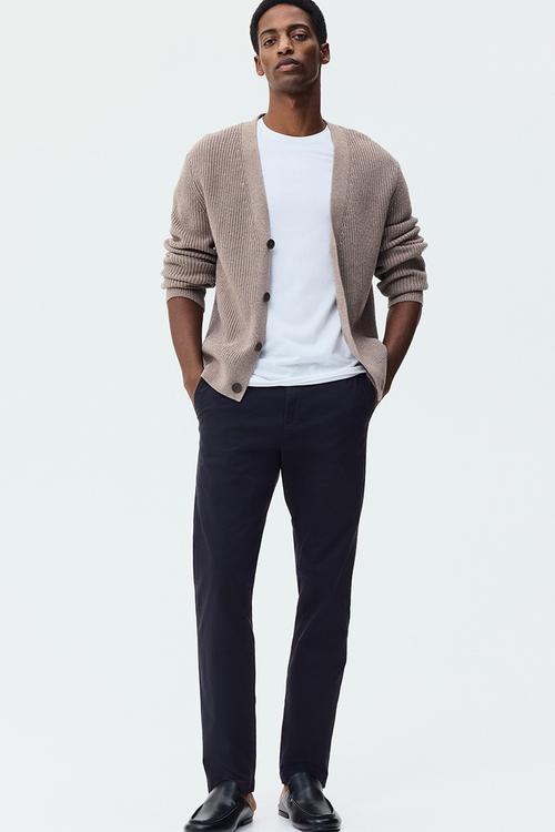 Slim fit cotton chinos - dark blue