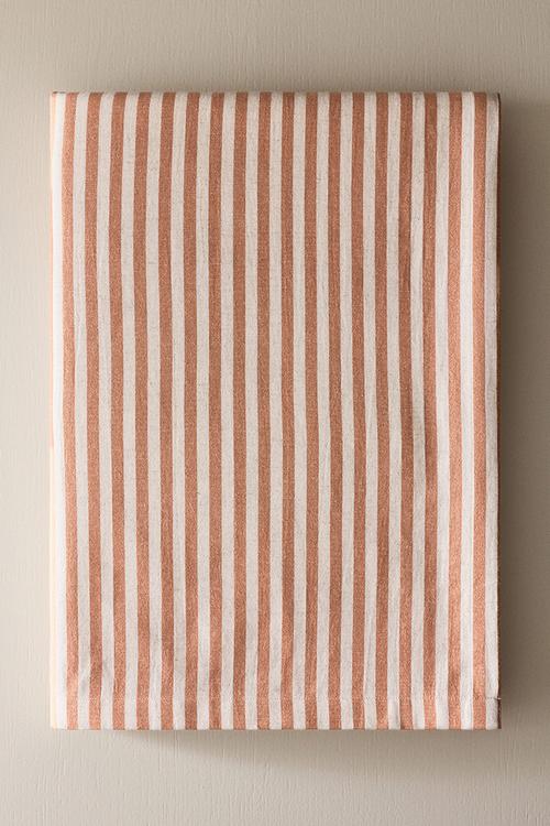 Linen-blend tablecloth - orange/striped
