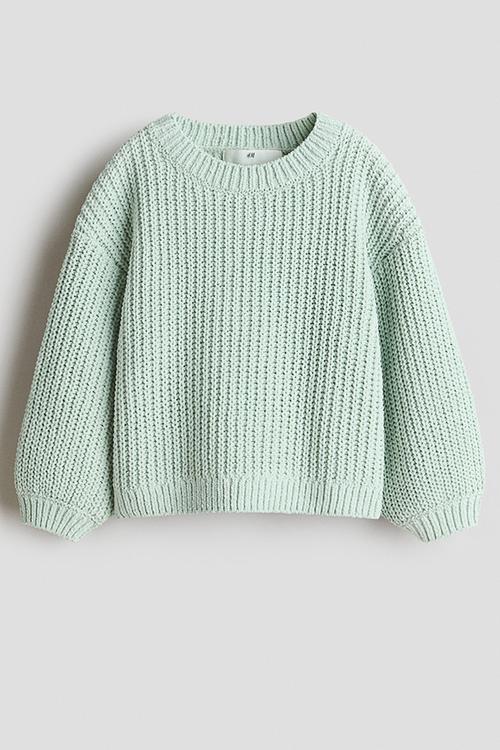 Chenille-knit jumper - light mint green