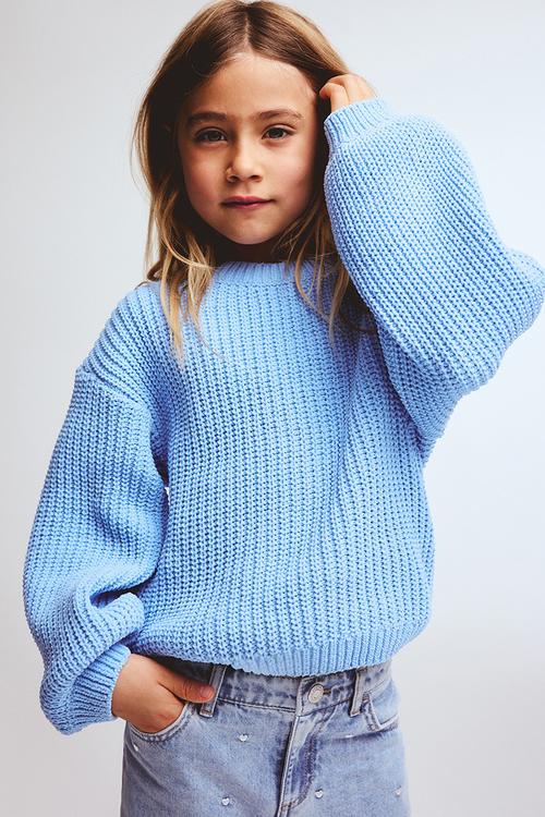 Chenille-knit jumper - light blue