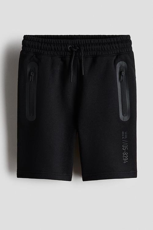 Knee-length sweatshorts - black