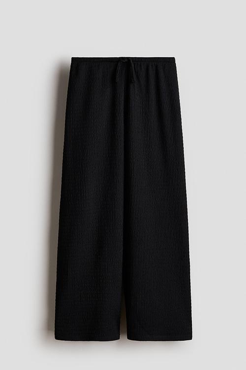 Crinkled jersey trousers - black