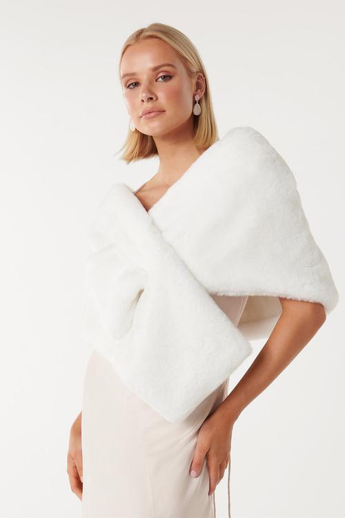 Sophia faux fur wrap in porcelain