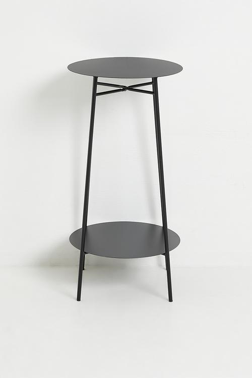 Tall iron side table - black