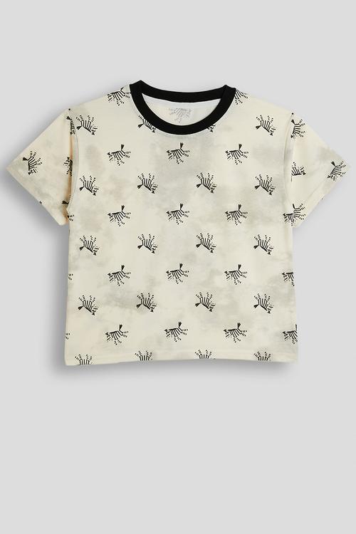 Zebra aop tee - distressed ivory