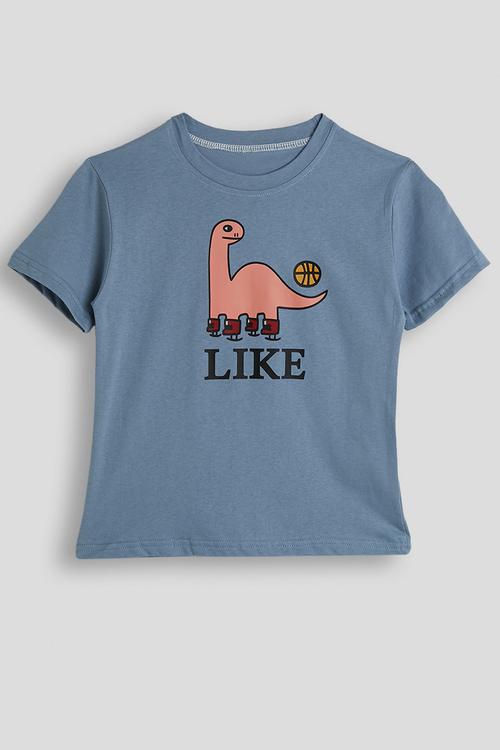 Sporty broncho graphic tee - pewter blue