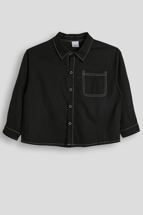 Denim shacket - black