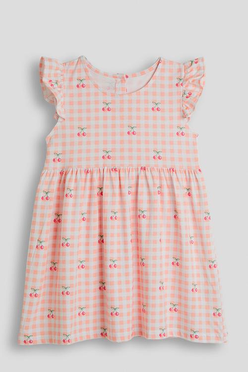 Cherry aop skater dress - pink gingham
