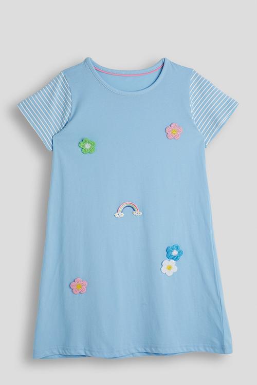 Scattered applique t-shirt dress - blue