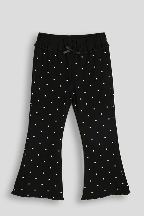 Flared poka dot leggings - black