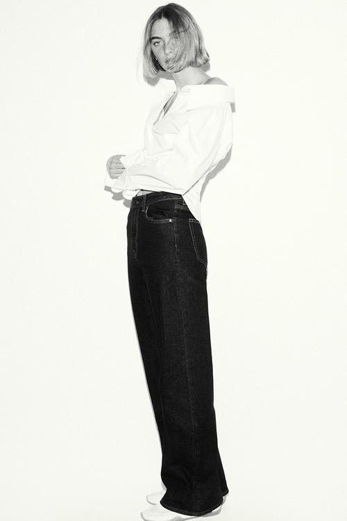 Wide high waist jeans - navy denim blue