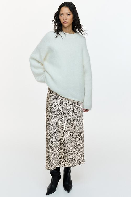 Midi skirt - light beige/patterned