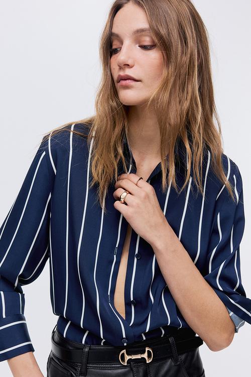 Shirt - navy blue/striped